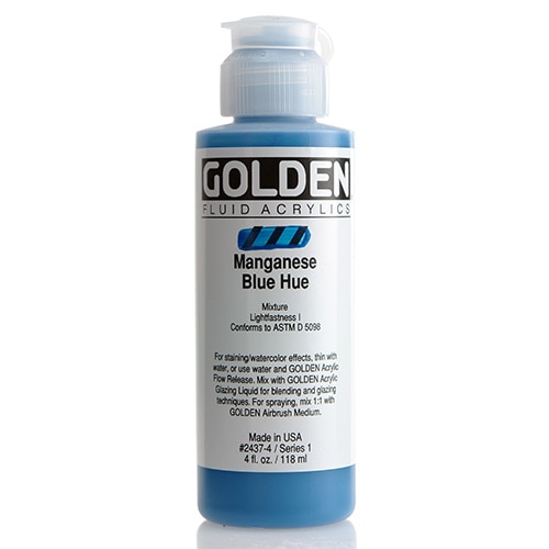 Golden, Fluid Acrylic, Paint, 4oz, Manganese Blue Hue